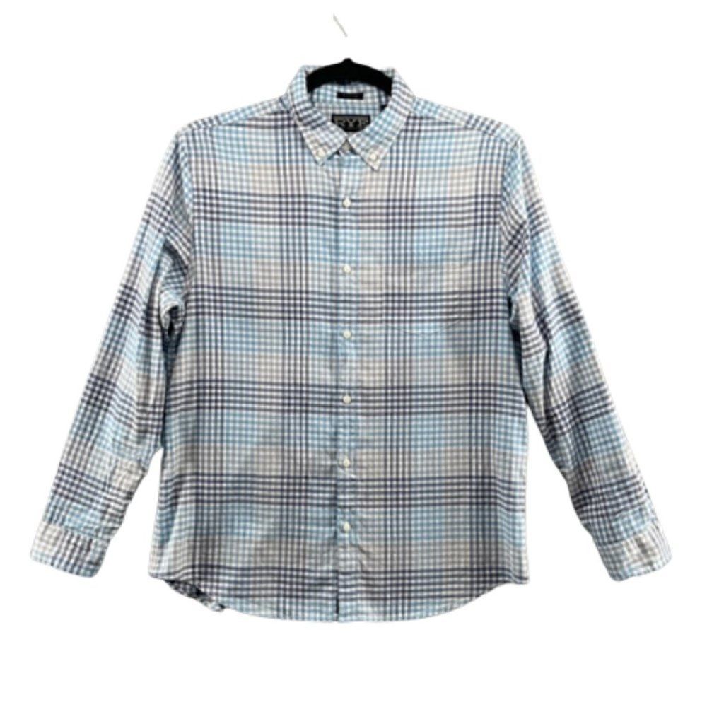 Rye by Hawker Rye Shirt Mens XL long sleeve Oxford Gingham Plaid Check Blue Gray